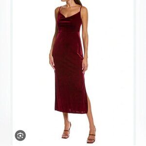 Red Velvet Cowl Neck Dress Size 2